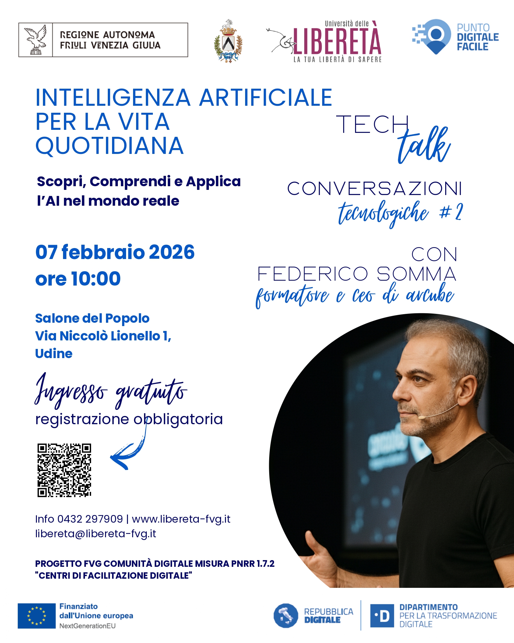 Invito alla conferenza di Federico Somma "Intelligenza artificiale per la vita quotidiana: scopri, comprendi e applica l’A.I. nel mondo reale"