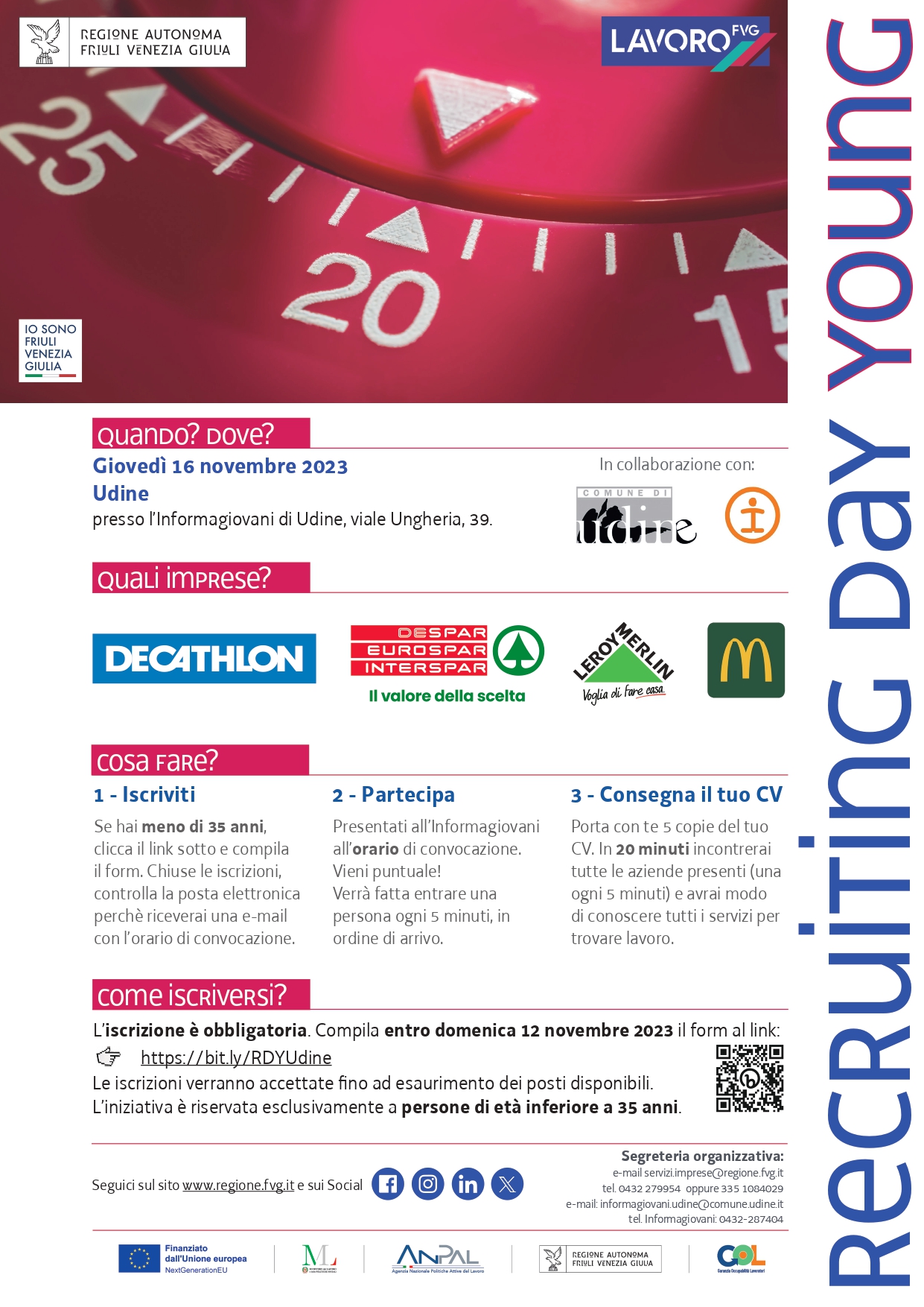 RECRUITING DAY YOUNG A UDINE: 4 aziende in 20 minuti - Serv. Imprese Regione FVG e InformaGiovani del Comune di Udine