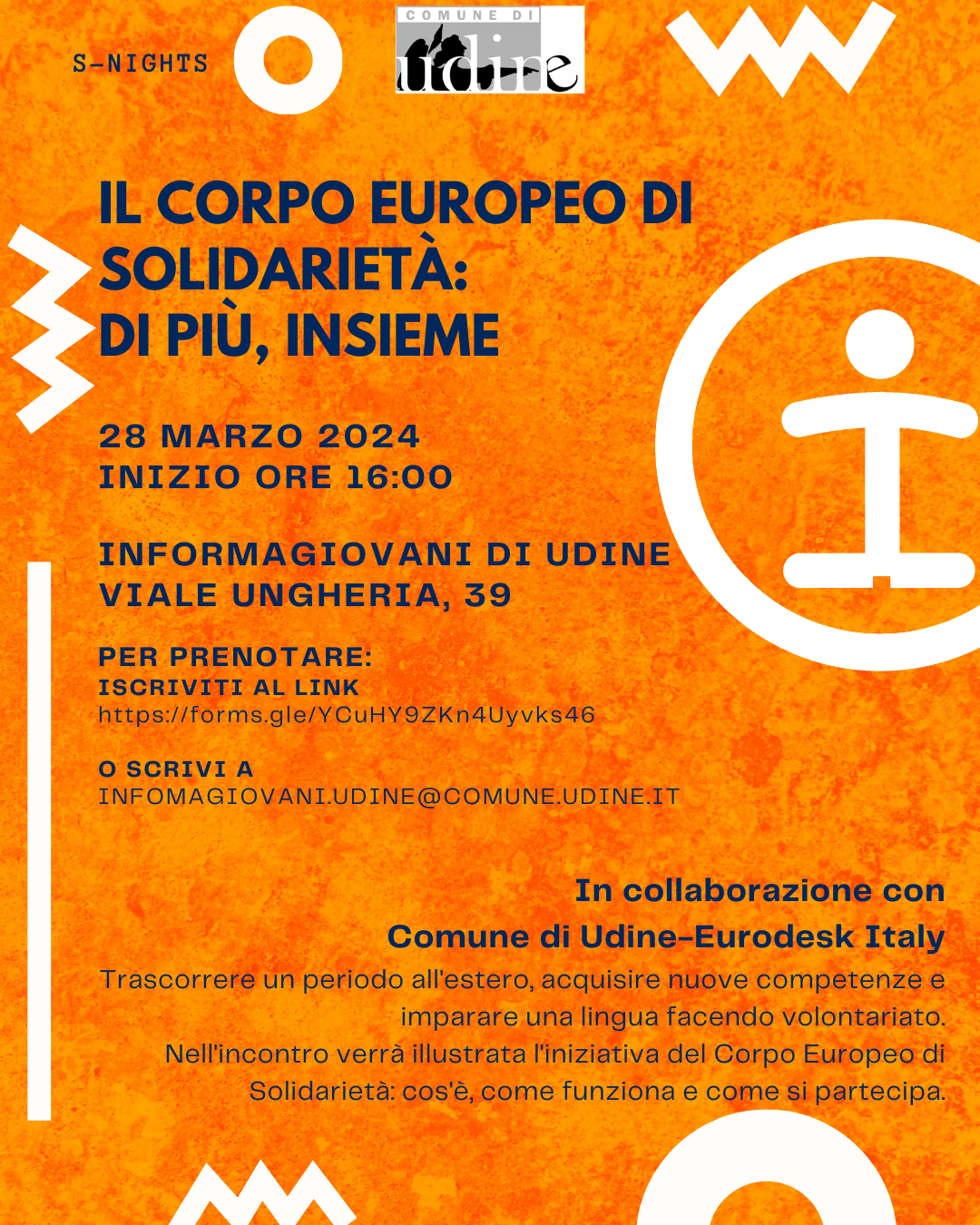 CORPO EUROPEO DI SOLIDARIETA' - DI PIU' INSIEME - incontro c/o Informagiovani di Udine 28/03/2024