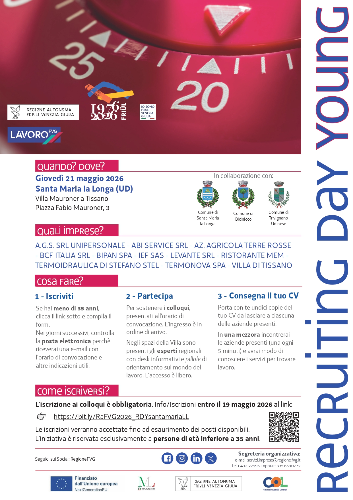 Santa Maria la Longa (UD): Recruiting Day Young e molto altro