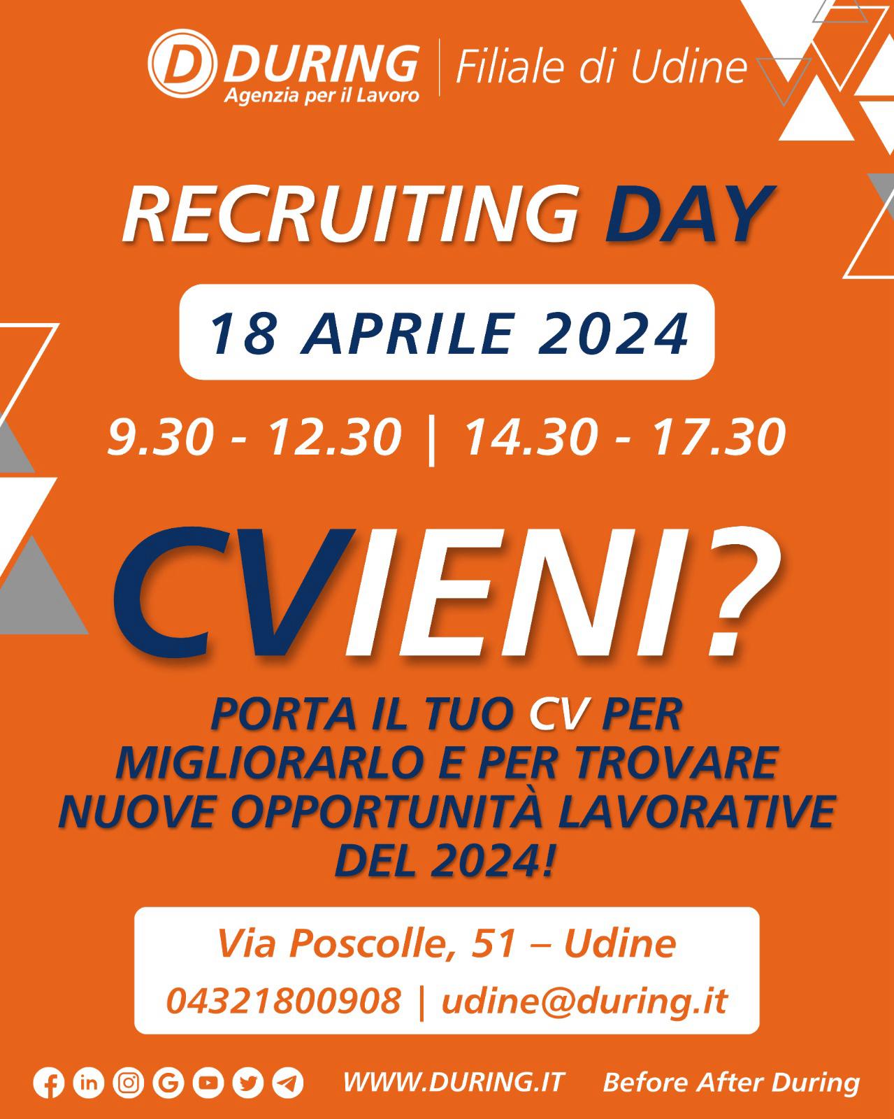 RECRUITING DAY "CVieni?" - DURING Agenzia per il Lavoro sede di Udine