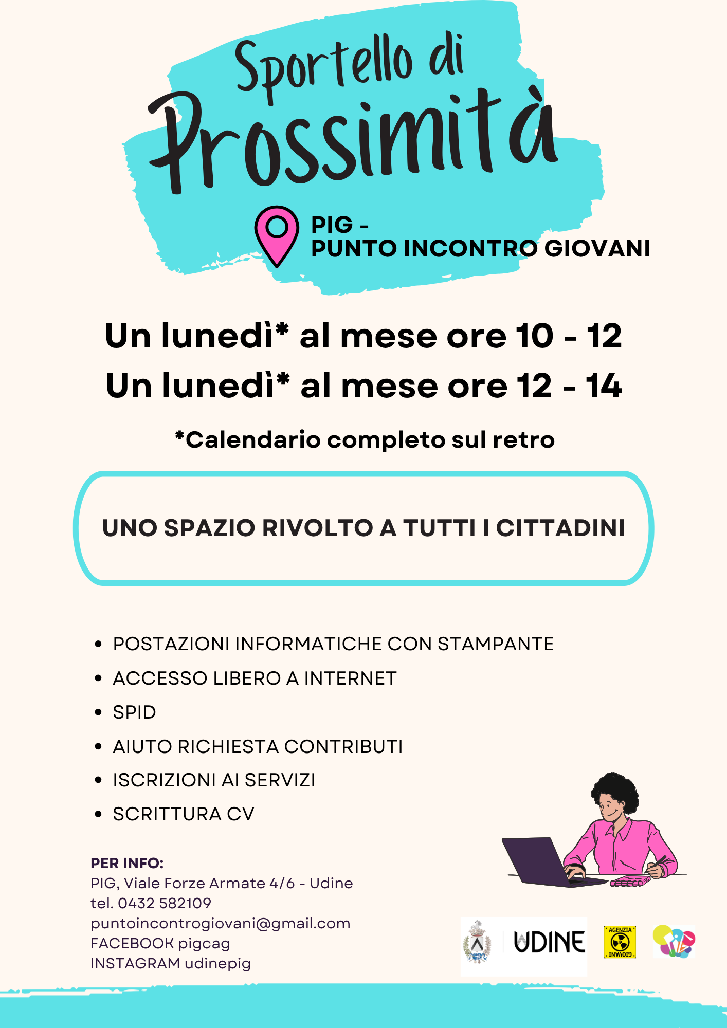 Calendario Sportello di Prossimità e aggiornamento orari PIG UDINE – Aprile/Maggio 2026